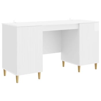 Schreibtisch Hochglanz Weiß 142,5 x 50 x 75 cm Holzwerkstoff