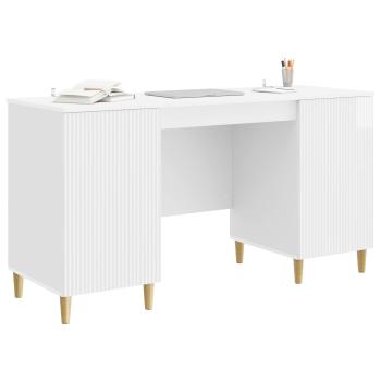 Schreibtisch Hochglanz Weiß 142,5 x 50 x 75 cm Holzwerkstoff