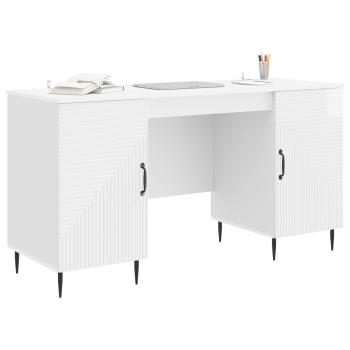 Schreibtisch Hochglanz Weiß 142,5 x 50 x 75 cm Holzwerkstoff
