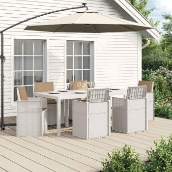 ARDEBO.de - Garten Essgruppe 7 Stk. Weiß und Taupe PP