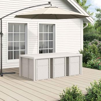 Garten Essgruppe 7 Stk. Weiß und Taupe PP