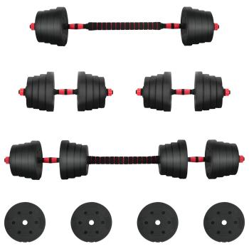 2-in-1 Hantelset 40 kg Schwarz und Rot Zement und Eisensand