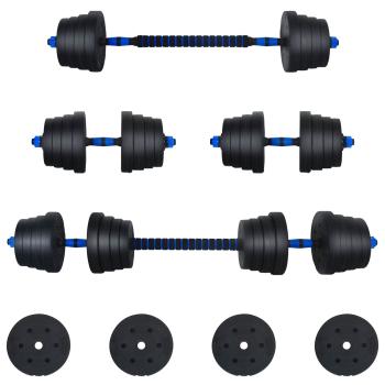 2-in-1 Hantelset 40 kg Schwarz und Blau Zement und Eisensand