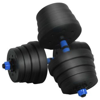 2-in-1 Hantelset 40 kg Schwarz und Blau Zement und Eisensand