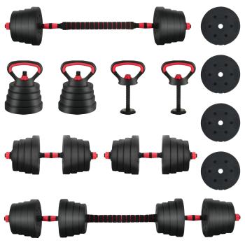 4-in-1 Hantelset 40 kg Schwarz und Rot Zement und Eisensand