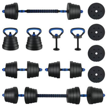4-in-1 Hantelset 40 kg Schwarz und Blau Zement und Eisensand