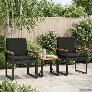 ARDEBO.de - Gartenmöbel Set 3 stk. Schwarz Poly-Rattan