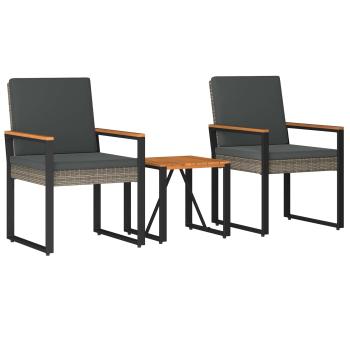 Gartenmöbel Set 3 stk. Grau und Dunkelgrau Poly-Rattan