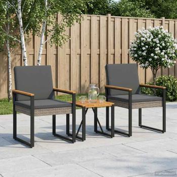 Gartenmöbel Set 3 stk. Grau und Dunkelgrau Poly-Rattan
