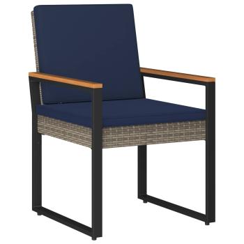 Gartenmöbel Set 3 stk. Grau und Marineblau Poly-Rattan