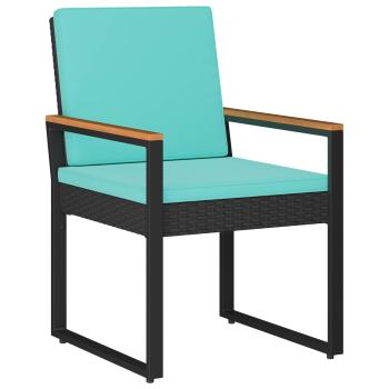Gartenmöbel Set 3 stk. Schwarz und Türkis Poly-Rattan