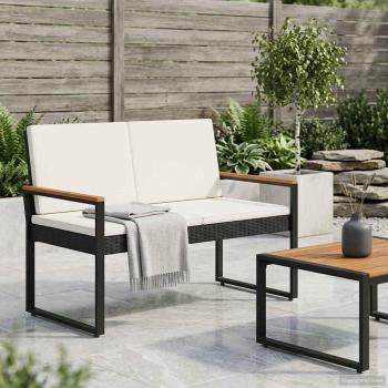 Bank Outdoor 2 -Seater 107 x 61 x 80 cm Poly-Rattan Rechteckig