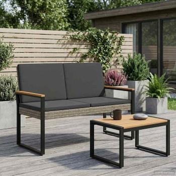 ARDEBO.de - Bank Outdoor 2 -Seater 107 x 61 x 80 cm Poly-Rattan Rechteckig