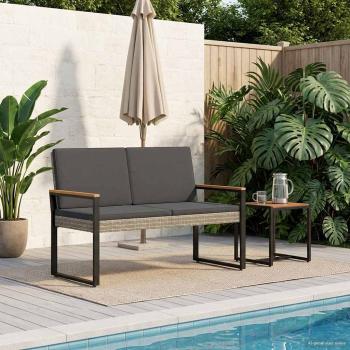 Bank Outdoor 2 -Seater 107 x 61 x 80 cm Poly-Rattan Rechteckig