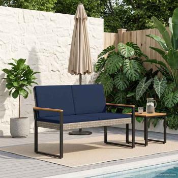 ARDEBO.de - Bank Outdoor 2 -Seater 107 x 61 x 80 cm Poly-Rattan Rechteckig