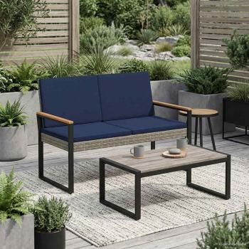 Bank Outdoor 2 -Seater 107 x 61 x 80 cm Poly-Rattan Rechteckig