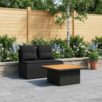 ARDEBO.de - 2 Stück Garten Mittel Sofa Mit Hochklapptisch Poly-Rattan