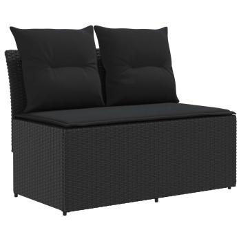 2 Stück Garten Mittel Sofa Mit Hochklapptisch Poly-Rattan