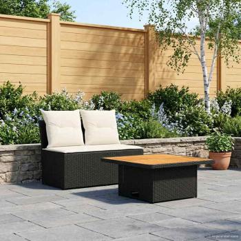 ARDEBO.de - 2 Stück Garten Mittel Sofa Mit Hochklapptisch Poly-Rattan