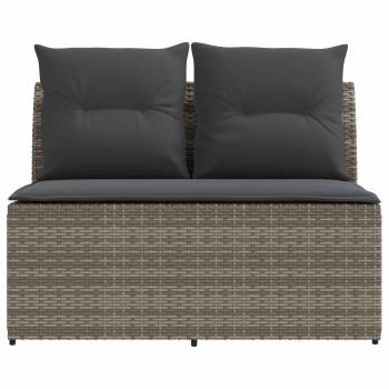 2 Stück Garten Mittel Sofa Mit Hochklapptisch Poly-Rattan