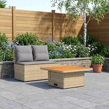 ARDEBO.de - 2 Stück Garten Mittel Sofa Mit Hochklapptisch Poly-Rattan