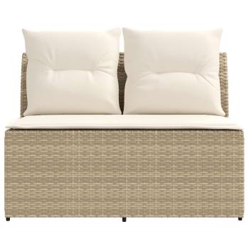 2 Stück Garten Mittel Sofa Mit Hochklapptisch Poly-Rattan