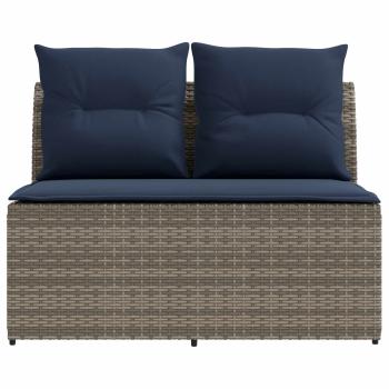 2 Stück Garten Mittel Sofa Mit Hochklapptisch Poly-Rattan