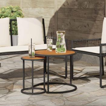 ARDEBO.de - Kaffeetisch Set 2 stk. Natürlich und Schwarz 55 x 55 x 45 cm