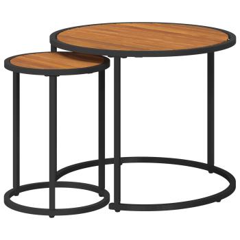 Kaffeetisch Set 2 stk. Natürlich und Schwarz 55 x 55 x 45 cm