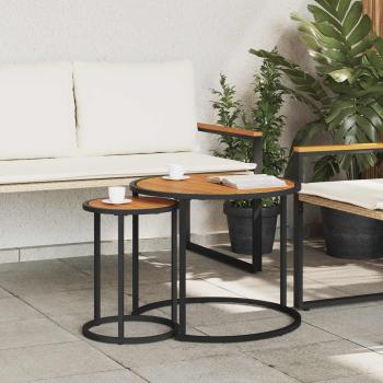 Kaffeetisch Set 2 stk. Natürlich und Schwarz 55 x 55 x 45 cm