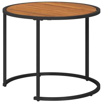 Kaffeetisch Set 2 stk. Natürlich und Schwarz 55 x 55 x 45 cm