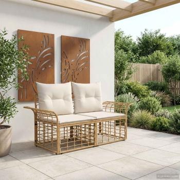 ARDEBO.de - Outdoor-Lounge 2 stk. 2-Sitzanzahl Natürlich und Cremweiß