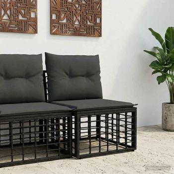 ARDEBO.de - Modulares Outdoor-Sofa ohne Armlehnen Schwarz Poly-Rattan