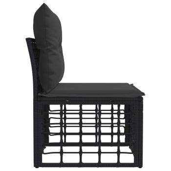 Modulares Outdoor-Sofa ohne Armlehnen Schwarz Poly-Rattan