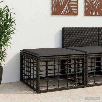 ARDEBO.de - Garten-Fußhocker Schwarz Poly-Rattan