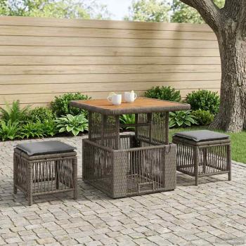 ARDEBO.de - Garten Essgruppe 3 stk. Grau und Dunkelgrau Poly-Rattan