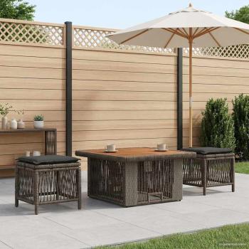 Garten Essgruppe 3 stk. Grau und Dunkelgrau Poly-Rattan