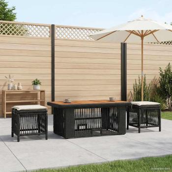 ARDEBO.de - Garten Essgruppe 4 stk. Schwarz und Creme Poly-Rattan