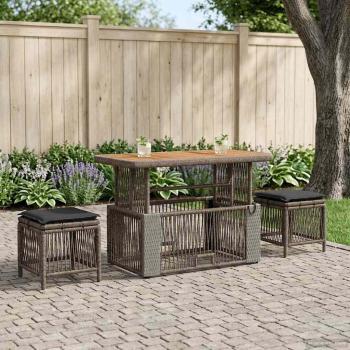 ARDEBO.de - Garten Essgruppe 4 stk. Grau und Dunkelgrau Poly-Rattan