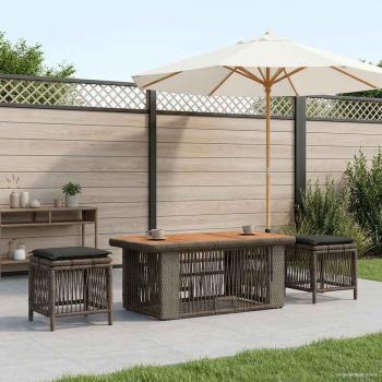 Garten Essgruppe 4 stk. Grau und Dunkelgrau Poly-Rattan