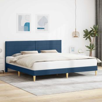 ARDEBO.de - Bettrahmen mit Kopfteil Blau 200 x 200 cm Stoff