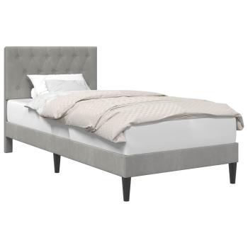 Bettrahmen mit Kopfteil Hellgrau 80 x 200 cm Samt