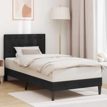 ARDEBO.de - Bettrahmen mit Kopfteil Schwarz 90 x 190 cm Samt