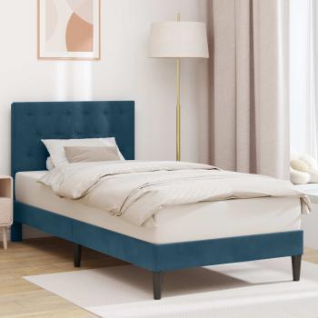 ARDEBO.de - Bettrahmen mit Kopfteil Blau 100 x 200 cm Samt