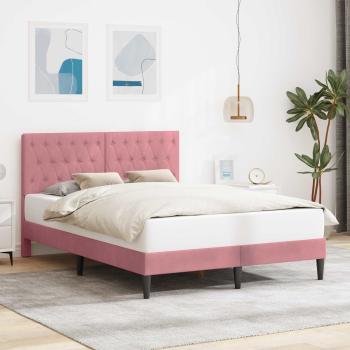 ARDEBO.de - Bettrahmen mit Kopfteil Rosa 120 x 190 cm Samt