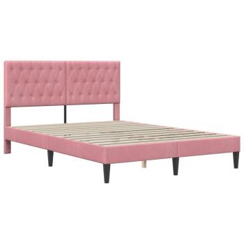 Bettrahmen mit Kopfteil Rosa 140 x 190 cm Samt