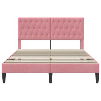 Bettrahmen mit Kopfteil Rosa 140 x 190 cm Samt