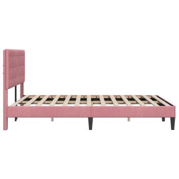 Bettrahmen mit Kopfteil Rosa 140 x 190 cm Samt