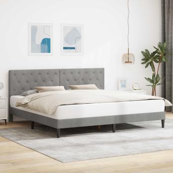 ARDEBO.de - Bettrahmen mit Kopfteil Hellgrau 200 x 200 cm Samt