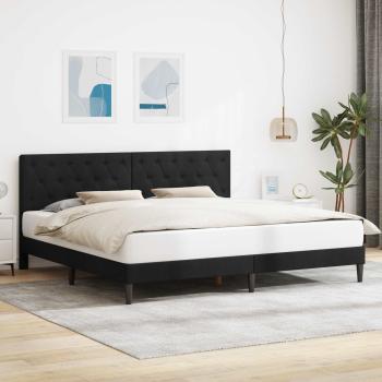 ARDEBO.de - Bettrahmen mit Kopfteil Schwarz 200 x 200 cm Samt